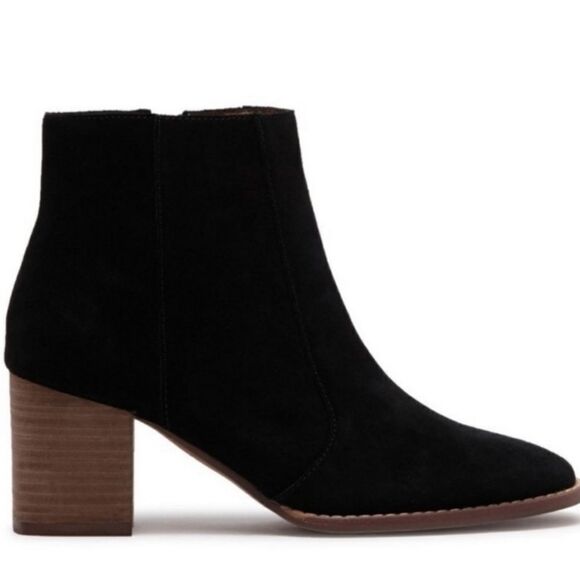Madewell Shoes - Madewell Bryce Suede Minimalist Stacked Heel Almond Toe Chelsea Boot Black 8.5